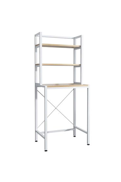 Quasar & Co. Universal Storage Shelf, above the Washing Machine, 3 Shelves, metal/wood, 65x60x182 Cm, white