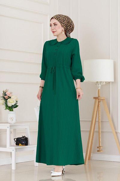 Sevitli Rochie Nova cu guler Guipure - Verde smarald