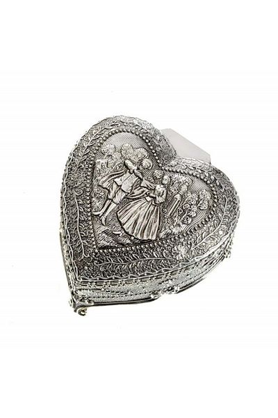 PUFO Cutie metalică cu antimoniu în formă de inimă pentru depozitarea și organizarea bijuteriilor și accesoriilor, model în formă de inimă