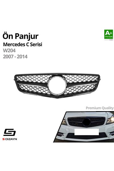 Drs Tuning S-Dizayn Mercedes C-Class W204 Front Shutter Glossy Black Piano Black AMG Model 2007-2014