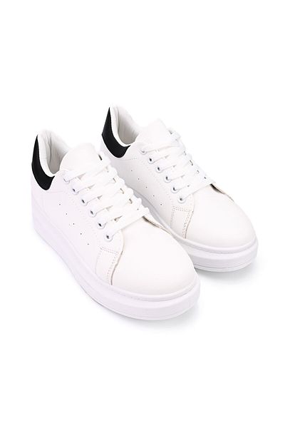 Tmall Pantofi sport pentru femei, din piele ecologică, D1424, albi și negri