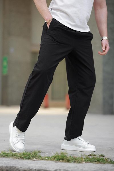 Madmext Black Relaxed Fit Men's Trousers E6561