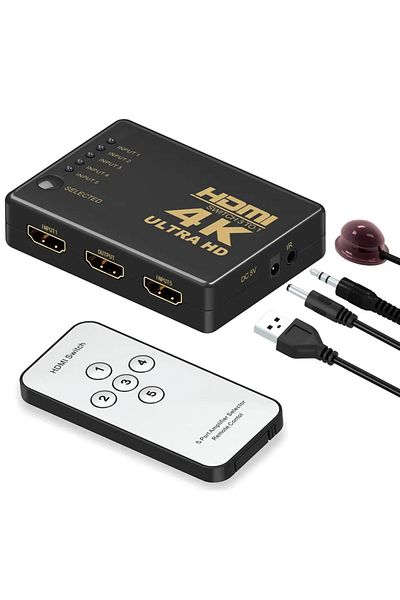 CLASSLIGHTS Hdmi Switch, 4k Ultra Hd, 5 In 1, Remote Control, Electroaz