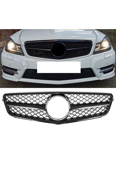 Drs Tuning S-Dizayn Mercedes C-Class W204 Front Shutter Glossy Black Piano Black AMG Model 2007-2014