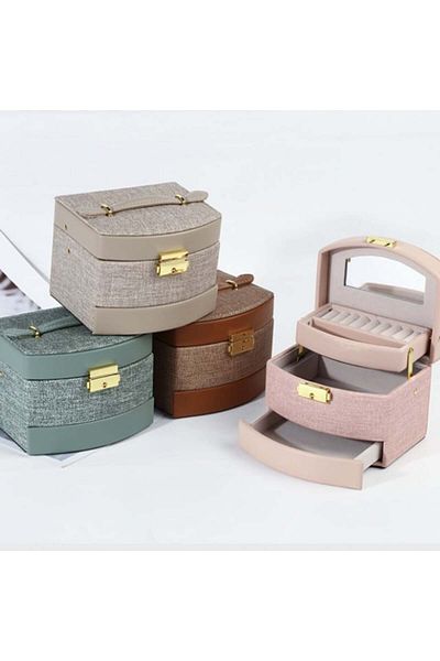 PUFO Elegant Women's Box Glance For Storing And Organizing Jewelry And Accessories, Tiered Model