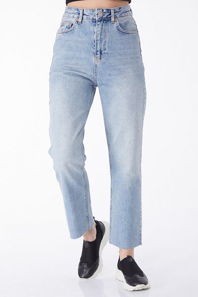 TOFİSA Leg Tasseled Denim Trousers Ice Blue - 50000