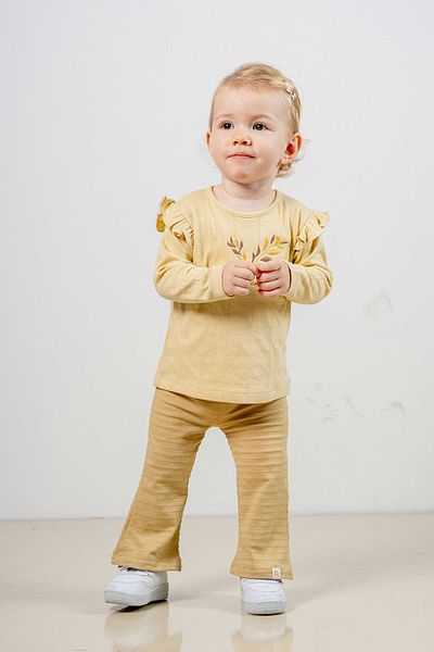 bombe Baby Kids Cream Cotton Embroidered 2 Piece Set Trend Fashion Bottom Top Set