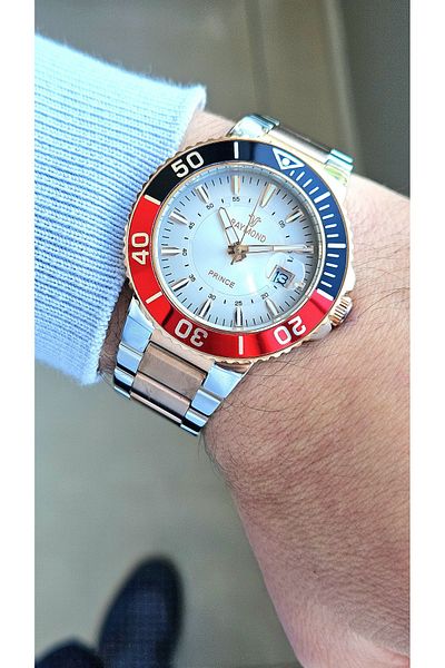 Raymond Rym-61003 Men's Wristwatch - Steel Case and Cord - 2 Years Warranty