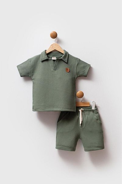 MeaShop Boys Short Sleeve Polo Neck Tshirt and Shorts Bottom Top Kids Set
