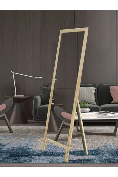 Fitset Natürel Ahşap Ayaklı Boy Aynası 145x40cm