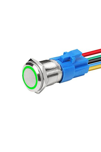 CLASSLIGHTS Buton de acționare 16 mm cu revenire, 220 V, LED verde, Electroaz