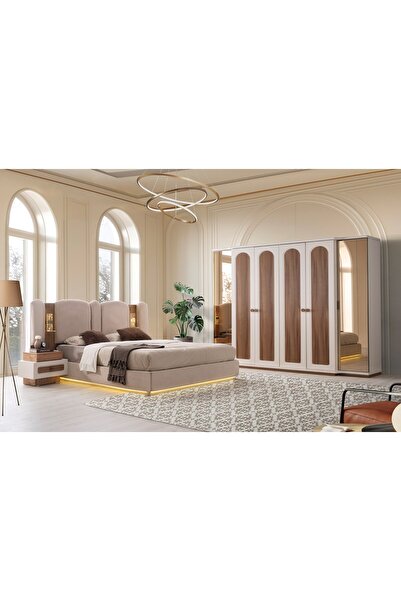 AYDINEV KUBBE MDF BAZALI LEDLİ YATAK ODASI TAKIMI