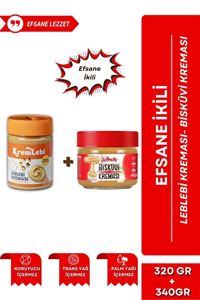 Gelincik 2'li Set Kahvaltılık Sürülebilir Katkısız 340gr Leblebi Kreması + Özel Bisküvi Kreması 320gr