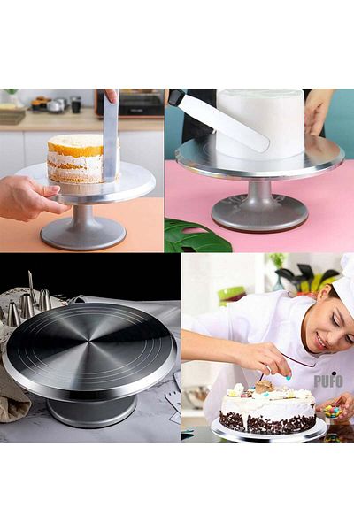 PUFO Platou rotativ pentru tort Cake Professional, oțel inoxidabil - antiderapant, pentru horeca și cofetărie