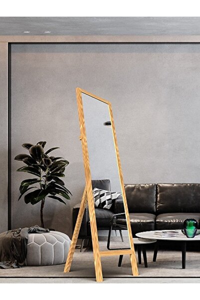 Fitset Natürel Ahşap Ayaklı Boy Aynası 145x40cm