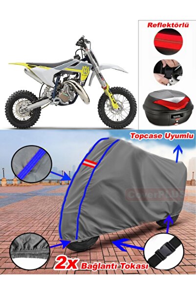 CoverPlus Blue Stitched Gray Husqvarna Tc 50 Mini Tarpaulin Topcase Rear Bag ...