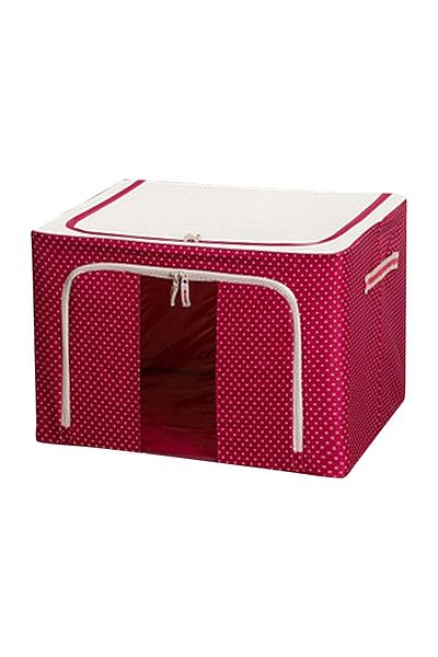 Flippy Cutie De Depozitare 24 L, Panza 40x30x20 Cm, Cadru Metalic, Baza Plastic, Imprimeu Buline, Rosu