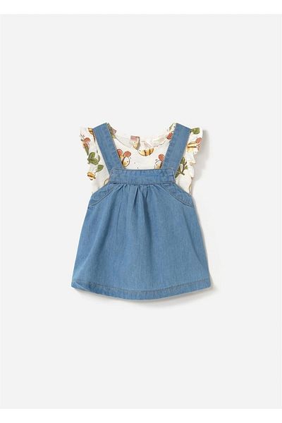 MAYORAL Baby Girl Printed T-Shirt Denim Dress Suit Blue 1875