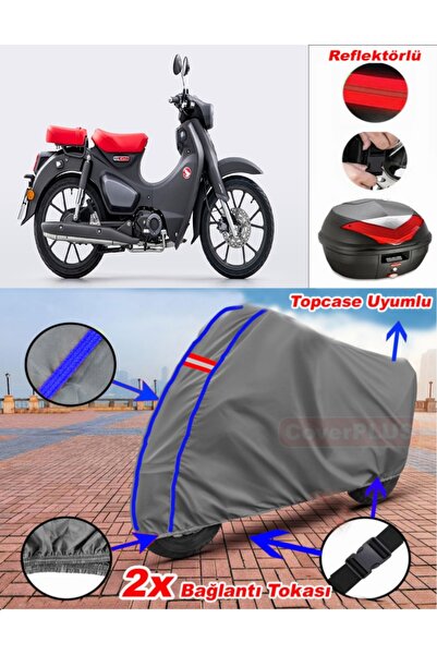 CoverPlus حقيبة خلفية من القماش المشمع Honda C125 Super Cub باللون الرمادي مع...