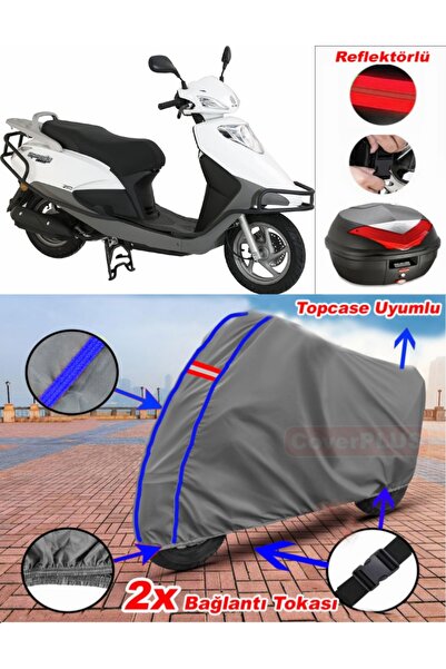 CoverPlus Blue Stitched Gray Abush Speedy 125I Tarpaulin Topcase Rear Bag Com...