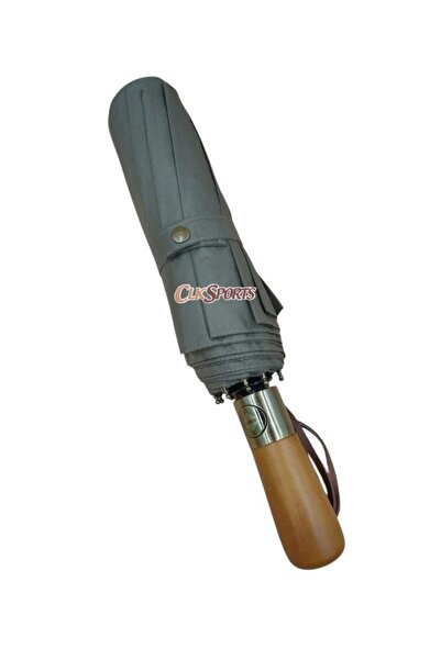 parachase Premium Ahşap Saplı Çift Gölgelikli Ahşap Saplı Otomatik Şemsiye - Çıtçıt Kılıflı