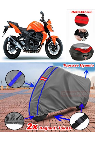 CoverPlus حقيبة خلفية من القماش المشمع Kawasaki Z 750 باللون الرمادي مع خياطة...