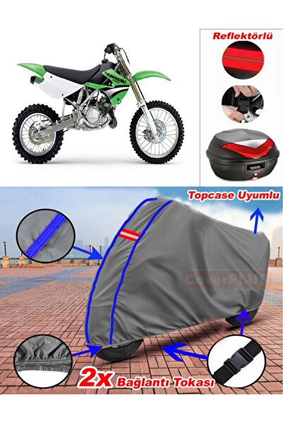 CoverPlus حقيبة خلفية من القماش المشمع Kawasaki KX 85 باللون الرمادي مع خياطة...