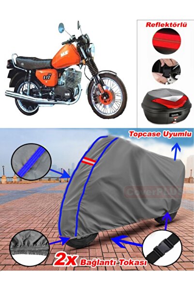 CoverPlus Blue Stitched Gray Mz Etz 251 Tarpaulin Topcase Rear Bag Compatible...