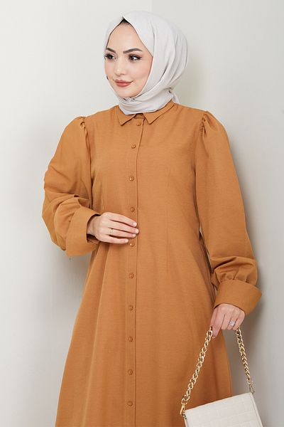 InStyle Φόρεμα Trikoton Camel με κουμπιά