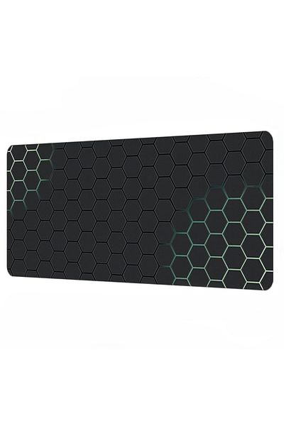zola Mouse pad, anti-alunecare, cauciucat pentru gaming, model fagure, 80x30 cm, negru/verde