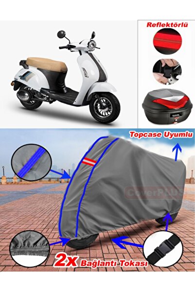 CoverPlus Blue Stitched Grey Bumoto/Jinling Lucatti 100Cc Tarpaulin Topcase R...