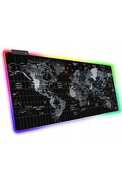 zola Mouse pad, Map of the World, with coloured LED, 7 colours, 4 lighting modes, non-slip, 80x30 cm