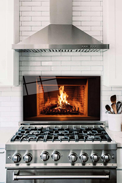 Vosevu Şömine ve Ateşi Cam Ocak Arkası Koruyucu, Isıya Dayanıklı, Tezgah Anka...