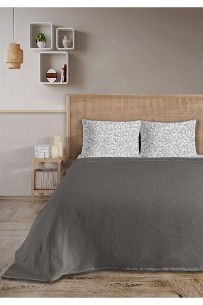 Evim 100% Cotton Olivia Anthracite Single Pique Set 160 X 230 cm