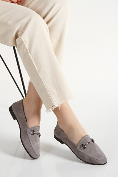 ÜNAL ÖZER Ženska siva Antilop Prava koža Okrugli vrh paket Sa kopčom dnevni B...