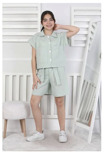 My Kids Wear Linen Girl's Bottom and Top Set