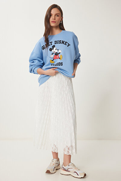 Lovelyİstanbul Δαντελένια Πλισέ Μίντι Πλεκτή Φούστα ECRU LHC0012