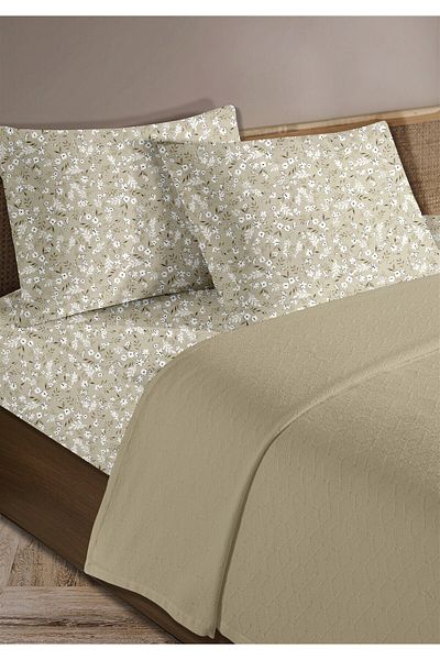 Evim 100% Cotton Olivia Beige Single Pique Set 160 X 230 cm