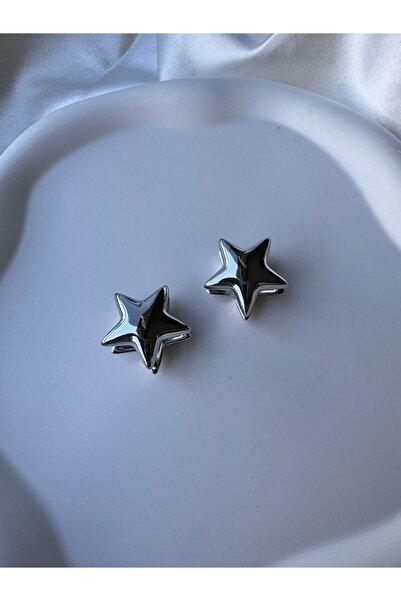 H&S AKSESUAR Yıldız Çift Yönlü Bombeli halka Küpe