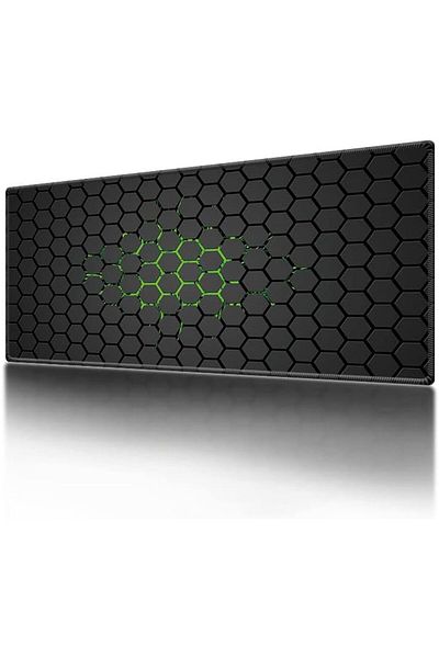 zola Mouse pad, rubberized for gaming, anti-slip, honeycomb pattern, 80 x 30 cm, black/green