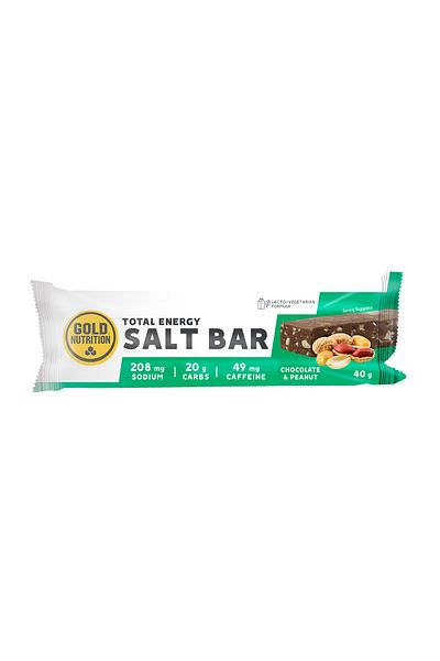 GOLDNUTRITION Baton Energizant, Total Energy Salt Bar, Ciocolata Si Alune, Cutie Cu 15 Batoane