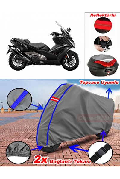 CoverPlus Blue Stitched Gray Kymco Ak 550 Tarpaulin Topcase Rear Bag Compatib...