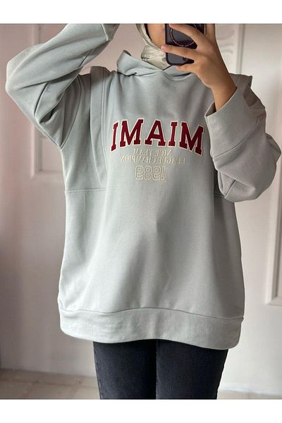 Meralles Miami Written Sweat Gray Color T-Shirt