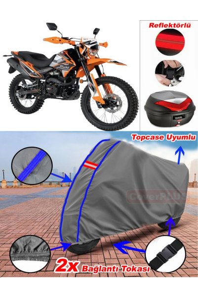 CoverPlus Blue Stitched Gray Rks Nr200 Tarpaulin Topcase Rear Bag Compatible ...