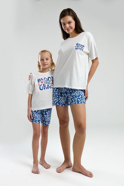 Rolypoly Mother Daughter T-shirt και σορτς Συνδυασμός, Πιτζάμες μητέρας και παιδιού τιμώνονται ξεχωριστά