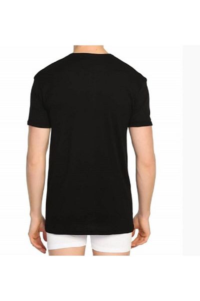 KEYAL Tutku Men's Black Ribbed V-Neck Undershirt