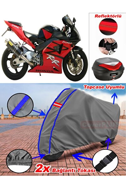CoverPlus حقيبة خلفية من القماش المشمع Honda CBR 900 RR باللون الرمادي مع خيا...
