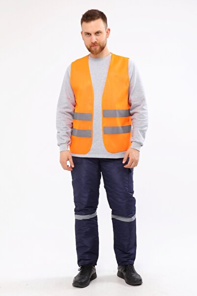 Çamdalı İş Elbiseleri Warning Vest Velcro Pocketless Neon Orange