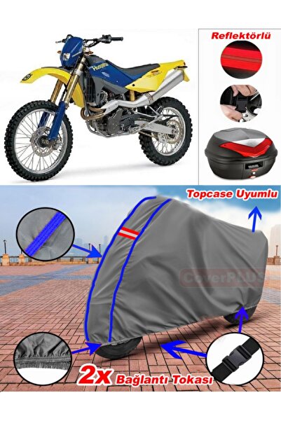 CoverPlus Blue Stitched Gray Husqvarna Te 610 Tarpaulin Topcase Rear Bag Comp...