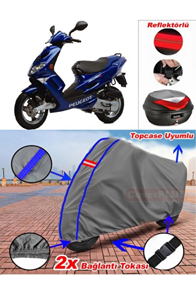 CoverPlus Blue Stitched Gray Peugeot Speedfight 2 Tarpaulin Topcase Rear Bag ...
